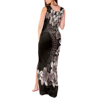 Hawaiian Plumeria-Polynesian Art Tattoo Grayscale Color Tank Maxi Dress LT03 - Polynesian Pride