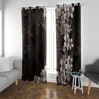 Hawaiian Plumeria-Polynesian Art Tattoo Grayscale Color Window Curtain LT03 With Grommets Gray - Polynesian Pride