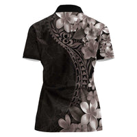 Hawaiian Plumeria-Polynesian Art Tattoo Grayscale Color Women Polo Shirt