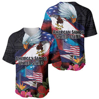 American Samoa and United States Together Baseball Jersey National Flag with Eagle-Hibiscus and Rose