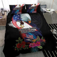 American Samoa and United States Together Bedding Set National Flag with Eagle-Hibiscus and Rose