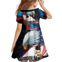 American Samoa and United States Together Family Matching Off Shoulder Maxi Dress and Hawaiian Shirt National Flag with Eagle-Hibiscus and Rose