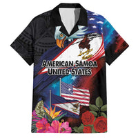 American Samoa and United States Together Family Matching Summer Maxi Dress and Hawaiian Shirt National Flag with Eagle-Hibiscus and Rose