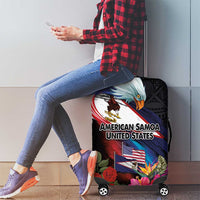 American Samoa and United States Together Luggage Cover National Flag with Eagle-Hibiscus and Rose