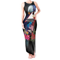 American Samoa and United States Together Tank Maxi Dress National Flag with Eagle-Hibiscus and Rose