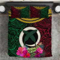 Vanuatu 44th Anniversary Independence Day Bedding Set Boars Tusk and Namele Plant LT03 Black - Polynesian Pride