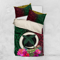 Vanuatu 44th Anniversary Independence Day Bedding Set Boars Tusk and Namele Plant LT03 US Twin 172cm x 218cm Black - Polynesian Pride