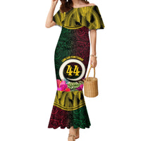 Vanuatu 44th Anniversary Independence Day Mermaid Dress Boars Tusk and Namele Plant LT03 Women Black - Polynesian Pride