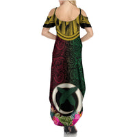 Vanuatu 44th Anniversary Independence Day Summer Maxi Dress Boars Tusk and Namele Plant LT03 - Polynesian Pride