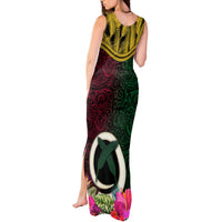 Vanuatu 44th Anniversary Independence Day Tank Maxi Dress Boars Tusk and Namele Plant LT03 - Polynesian Pride
