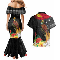 Papua New Guinea Independence Day Couples Matching Mermaid Dress and Hawaiian Shirt PNG Flag and Bird-of-Paradise LT03 - Polynesian Pride