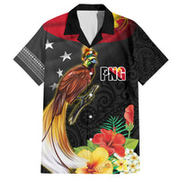 Papua New Guinea Independence Day Hawaiian Shirt PNG Flag and Bird-of-Paradise LT03 Black - Polynesian Pride