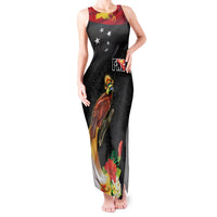 Papua New Guinea Independence Day Tank Maxi Dress PNG Flag and Bird-of-Paradise LT03 Women Black - Polynesian Pride