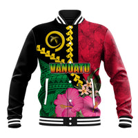 Vanuatu Flag Hibiscus Polynesian Pattern Baseball Jacket LT03 Unisex Black - Polynesian Pride