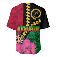 Vanuatu Flag Hibiscus Polynesian Pattern Baseball Jersey