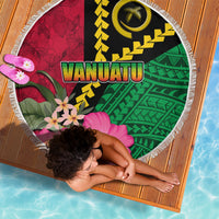 Vanuatu Flag Hibiscus Polynesian Pattern Beach Blanket LT03 - Polynesian Pride