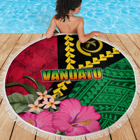 Vanuatu Flag Hibiscus Polynesian Pattern Beach Blanket LT03 - Polynesian Pride