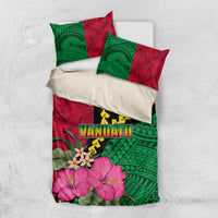 Vanuatu Flag Hibiscus Polynesian Pattern Bedding Set LT03 US Twin 172cm x 218cm Black - Polynesian Pride