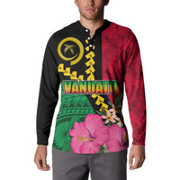 Vanuatu Flag Hibiscus Polynesian Pattern Button Sweatshirt LT03 - Polynesian Pride