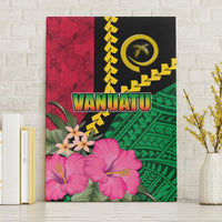 Vanuatu Flag Hibiscus Polynesian Pattern Canvas Wall Art LT03 Without Frame Black - Polynesian Pride