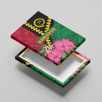Vanuatu Flag Hibiscus Polynesian Pattern Canvas Wall Art LT03 - Polynesian Pride