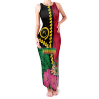 Vanuatu Flag Hibiscus Polynesian Pattern Family Matching Tank Maxi Dress and Hawaiian Shirt