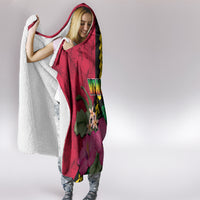 Vanuatu Flag Hibiscus Polynesian Pattern Hooded Blanket LT03 - Polynesian Pride