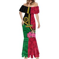 Vanuatu Flag Hibiscus Polynesian Pattern Mermaid Dress LT03 - Polynesian Pride
