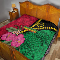 Vanuatu Flag Hibiscus Polynesian Pattern Quilt
