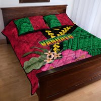 Vanuatu Flag Hibiscus Polynesian Pattern Quilt Bed Set LT03 - Polynesian Pride