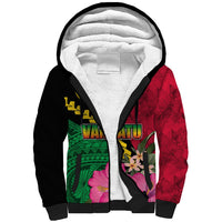 Vanuatu Flag Hibiscus Polynesian Pattern Sherpa Hoodie LT03 Unisex Black - Polynesian Pride