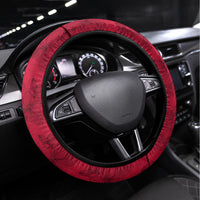 Vanuatu Flag Hibiscus Polynesian Pattern Steering Wheel Cover LT03 Universal Fit Black - Polynesian Pride