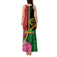 Vanuatu Flag Hibiscus Polynesian Pattern Tank Maxi Dress LT03 - Polynesian Pride