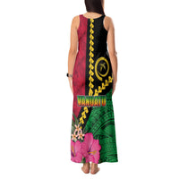 Vanuatu Flag Hibiscus Polynesian Pattern Tank Maxi Dress LT03 - Polynesian Pride