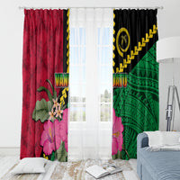 Vanuatu Flag Hibiscus Polynesian Pattern Window Curtain LT03 - Polynesian Pride
