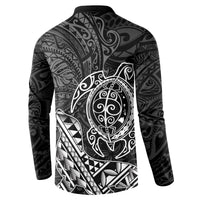 Hawaii Monk Seal and Dolphin Button Sweatshirt Polynesian Kakau Pattern Black White Color LT03 - Polynesian Pride