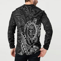 Hawaii Monk Seal and Dolphin Button Sweatshirt Polynesian Kakau Pattern Black White Color LT03 - Polynesian Pride