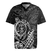 Hawaii Monk Seal and Dolphin Rugby Jersey Polynesian Kakau Pattern Black White Color LT03 Black - Polynesian Pride