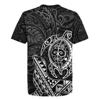 Hawaii Monk Seal and Dolphin Rugby Jersey Polynesian Kakau Pattern Black White Color LT03 - Polynesian Pride