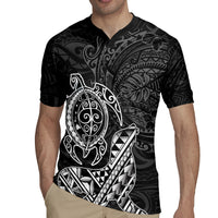Hawaii Monk Seal and Dolphin Rugby Jersey Polynesian Kakau Pattern Black White Color LT03 - Polynesian Pride