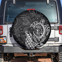 Hawaii Monk Seal and Dolphin Spare Tire Cover Polynesian Kakau Pattern Black White Color LT03 Black - Polynesian Pride