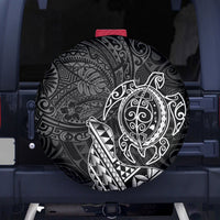 Hawaii Monk Seal and Dolphin Spare Tire Cover Polynesian Kakau Pattern Black White Color LT03 - Polynesian Pride