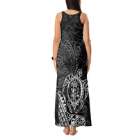 Hawaii Monk Seal and Dolphin Tank Maxi Dress Polynesian Kakau Pattern Black White Color LT03 - Polynesian Pride