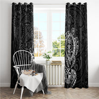 Hawaii Monk Seal and Dolphin Window Curtain Polynesian Kakau Pattern Black White Color LT03 - Polynesian Pride