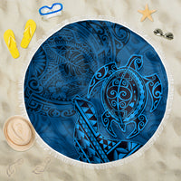 Hawaii Monk Seal and Dolphin Beach Blanket Polynesian Kakau Pattern Blue LT03 One Size 150cm Blue - Polynesian Pride