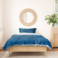 Hawaii Monk Seal and Dolphin Bedding Set Polynesian Kakau Pattern Blue LT03 - Polynesian Pride