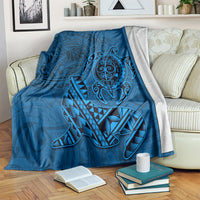 Hawaii Monk Seal and Dolphin Blanket Polynesian Kakau Pattern Blue LT03 Blue - Polynesian Pride
