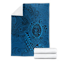 Hawaii Monk Seal and Dolphin Blanket Polynesian Kakau Pattern Blue LT03 - Polynesian Pride