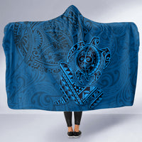Hawaii Monk Seal and Dolphin Hooded Blanket Polynesian Kakau Pattern Blue LT03 - Polynesian Pride