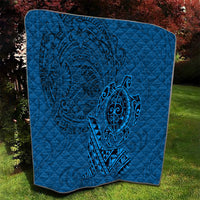 Hawaii Monk Seal and Dolphin Quilt Polynesian Kakau Pattern Blue